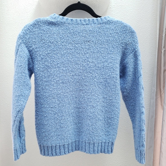 Ashley Powder Blue Cable Crew Sweater - Picture 3 of 6